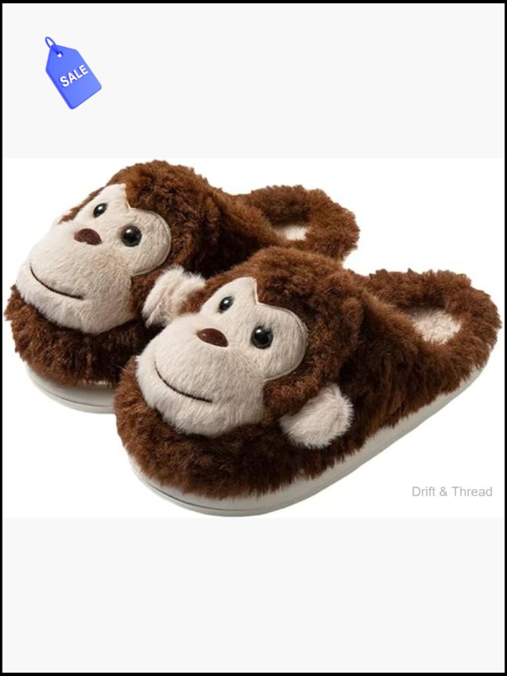 Cute Monkey Slippers for Women - Plush Warm Winter House Shoes Memory Foam